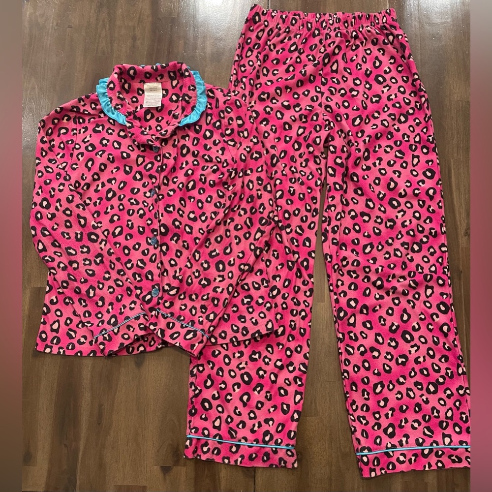 Pink Leopard Print Kids Pajamas